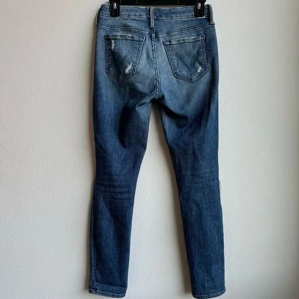MOTHER Size 25 LOOKER CROP Grunge Distressed Skinny Jeans GYPSY Medium Wash - Image 7