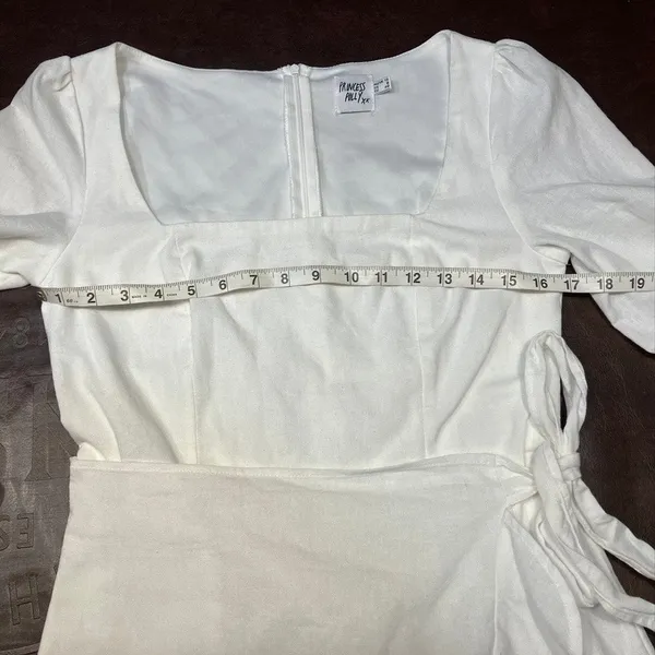 Princess‎ Polly The Villa Mini Dress Womens 8 White Long sleeve Preppy summer - Image 13
