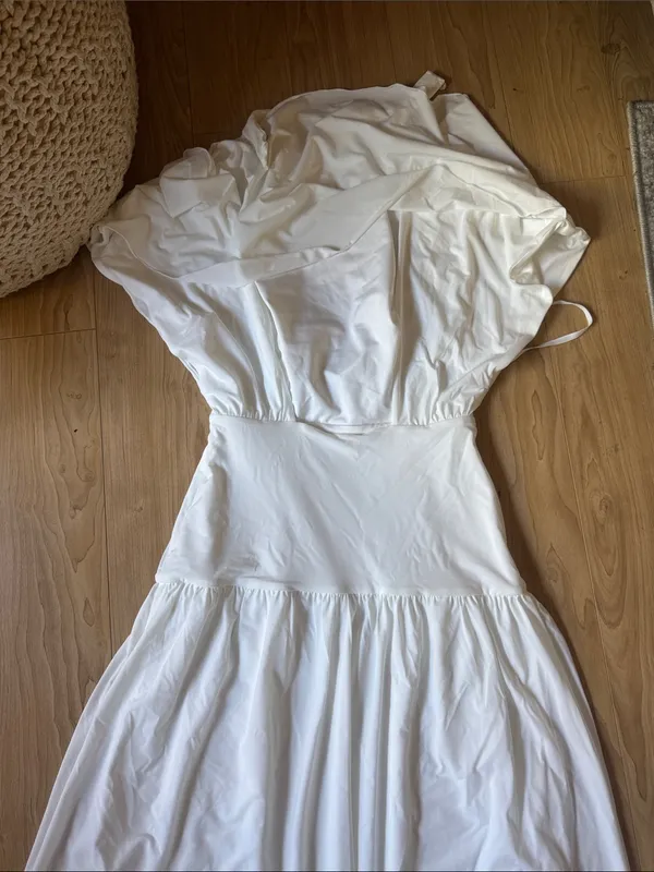 Meshki White Maxi Dress with Elastic Waist - Image 2