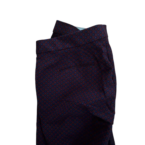 Ann‎ Taylor Kate Fit Petite Dress Pants 12P Burgundy Navy Geometric Dot Trousers - Image 2