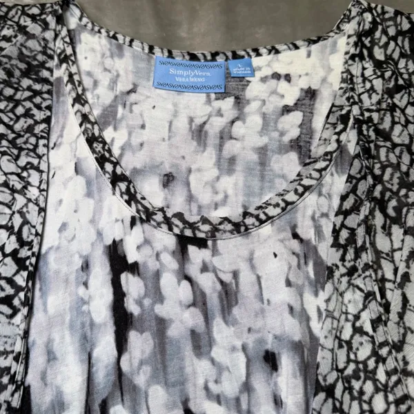 Simply Vera‎ Vera Wang Womens Size Large Tank Top Open Front Vest Black White - Image 7