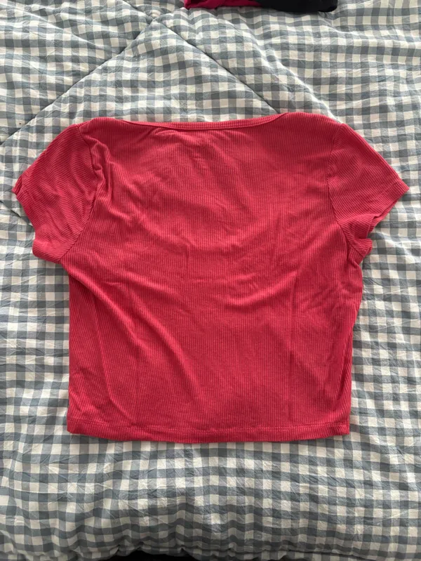 PacSun Ribbed Scoop Neck Crop Top in Raspberry Pink - Image 3