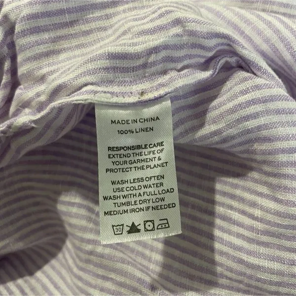 Hill House Size Large Linen The Laura Dress Lilac Stripe $165 - Image 12