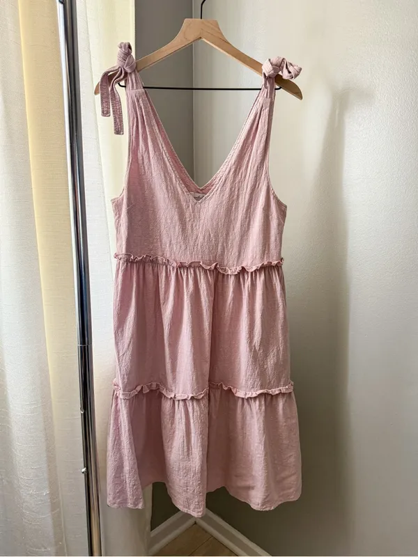 Petal & Pup Pink Tie Strap Tiered Shift Dress Size 6 - Image 2
