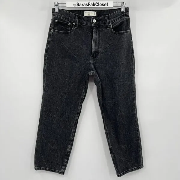 Abercrombie & Fitch The‎ Mom High Rise Black Wash Denim Tapered Jeans Size 4XS - Image 4