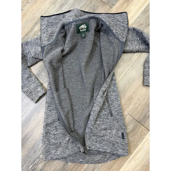 Roots Canada Gray Zip Up Jacket Mock Neck Athletic Fleece XS - Image 2