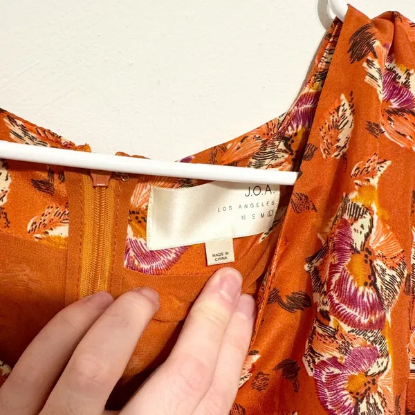 J.O.A. Womens Dress L New Rust Orange Purple Floral Mini Bell Long Sleeve‎ - Image 3
