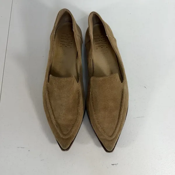 Frye Sz‎ 7.5 Loafer Suede Leather Kenzie Mic Stitch Pointed Toe Shoes Beige Tan - Image 7