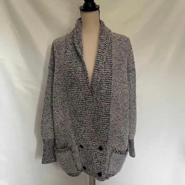 Vtg Y2K Side Effects Marled Cardigan Womens Sweater Sz M Chunky Knit Grandpa - Image 12