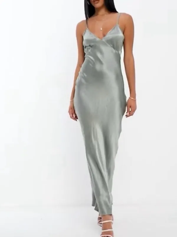 House of Harlow 1960 Satin Slip Lace Maxi Seafoam Green Dress - Image 2