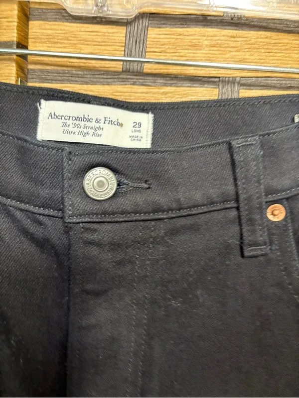 Abercrombie & fitch black the 90S straight ultra high rise jeans size 29 long - Image 4