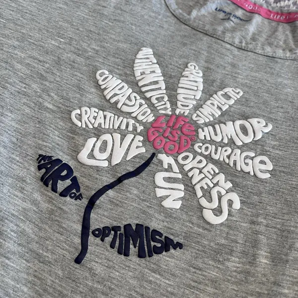 Life Is Good Sleep Large Tee Flower Graphic T Shirt Summer Travel - Image 7