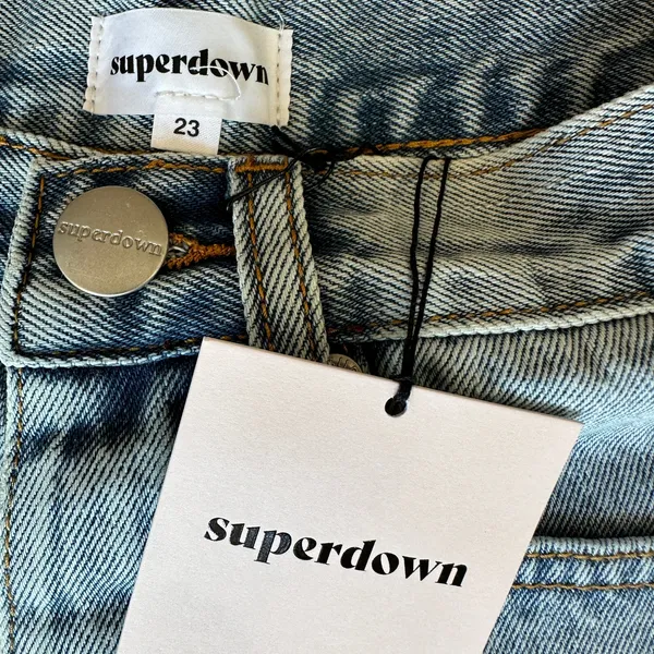 Superdown Cutoff Jean Shorts Size 23 Light Wash Faded Denim High Rise $68 NEW - Image 7