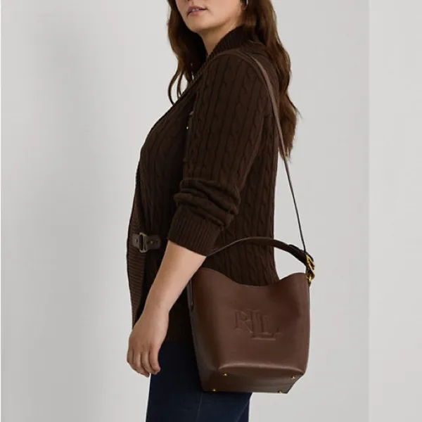 Lauren Ralph Lauren Leather Medium Witley Bucket Bag in Dark Mahogany, NEW $395 - Image 2
