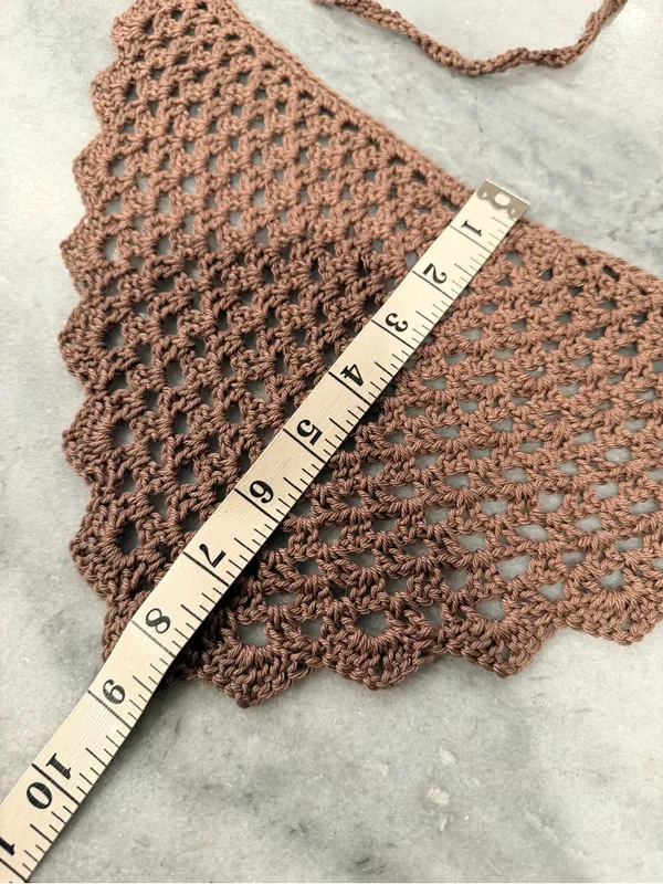 Handmade Crochet Bandana Head Scarf Cotton Boho Triangle Wrap Fest Cottagecore - Image 3