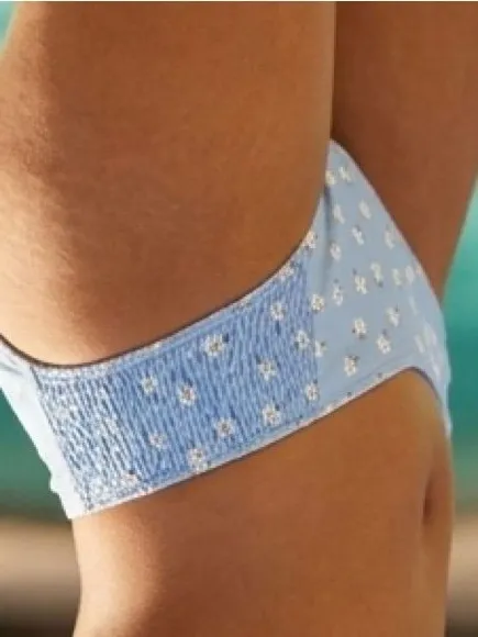 Hollister Blue Daisy Floral Print Bikini Bottom Size Medium Smocked Sides - Image 3