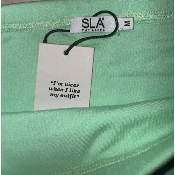 New SLA the Label Mint Green Bike Shorts Womens M Workout Stretch Comfy Yoga Gym - Image 3