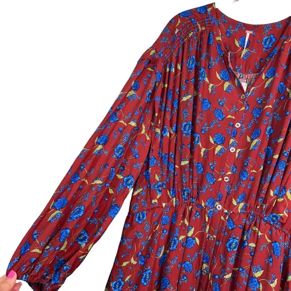 Free People Mini Flower Fields Mini Burgundy Dress S/P - Image 10