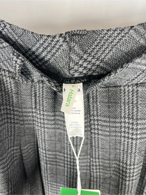 Halara High Rise Wide Leg Plaid Pants Gray Stretch Pull On Size M - Image 6