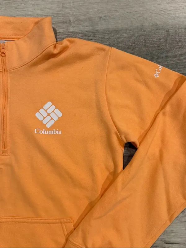 Columbia Womens Orange Trek French Terry 1/2 Zip Sweatshirt Size XS - Image 2