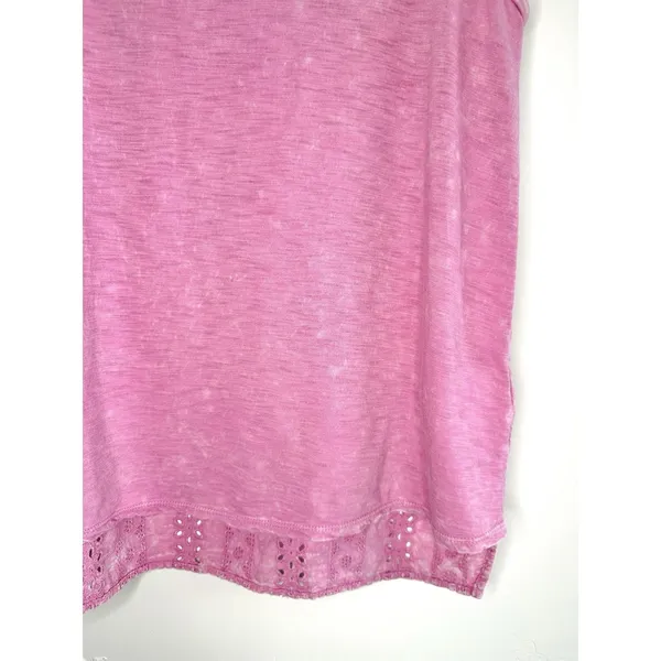 Eri + Ali Anthropologie Pink Eyelet Lace Back‎ Tank Top Small Cotton V-Neck Boho - Image 6