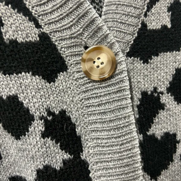 Unbranded Woman’s Leopard Print Long Sleeve Acrylic Cardigan Sweater OS - Image 3