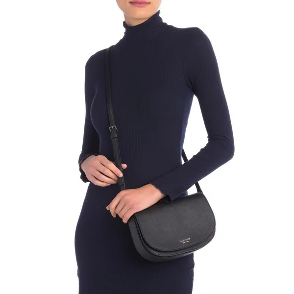 Kate Spade Black Saffiano Leather‎ Flap Style Small Crossbody Bag Purse ~ Euc - Image 2