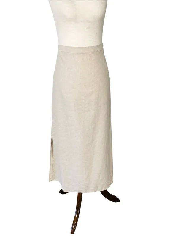 OLD NAVY Beige Linen Midi Skirt - Image 2