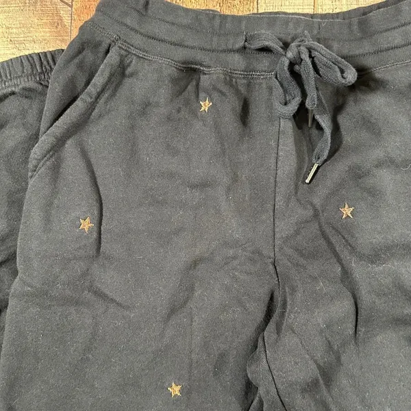 Rails Kingston Jogger Sweatpants XS Black Bronze Star Embroidery Cotton Modal - Image 2