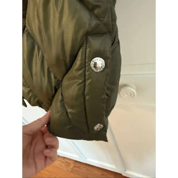 Sam Edelman olive green diamond quilted longer puffer jacket m - Image 9