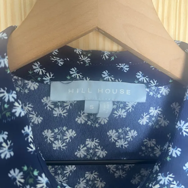 HILL HOUSE- James Floral Button Down Shirt Navy Blue Posey Size S - Image 4