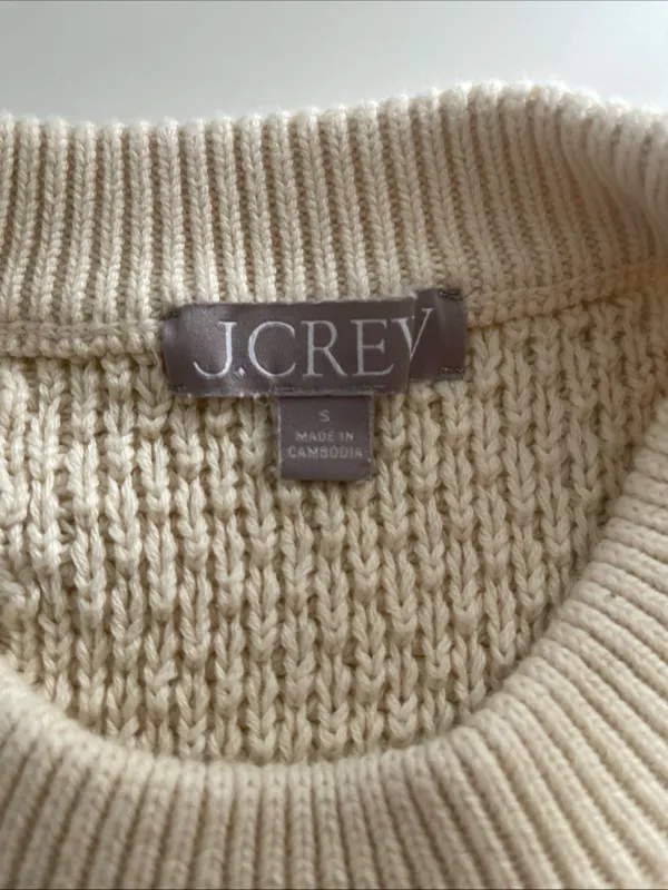 J. Crew Ivory Cable & Honeycomb Crewneck Sweater - Image 5