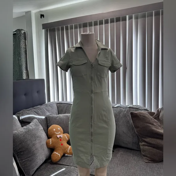 🍒🌸AMTIOUS green zip front denim dress✨ - Image 3