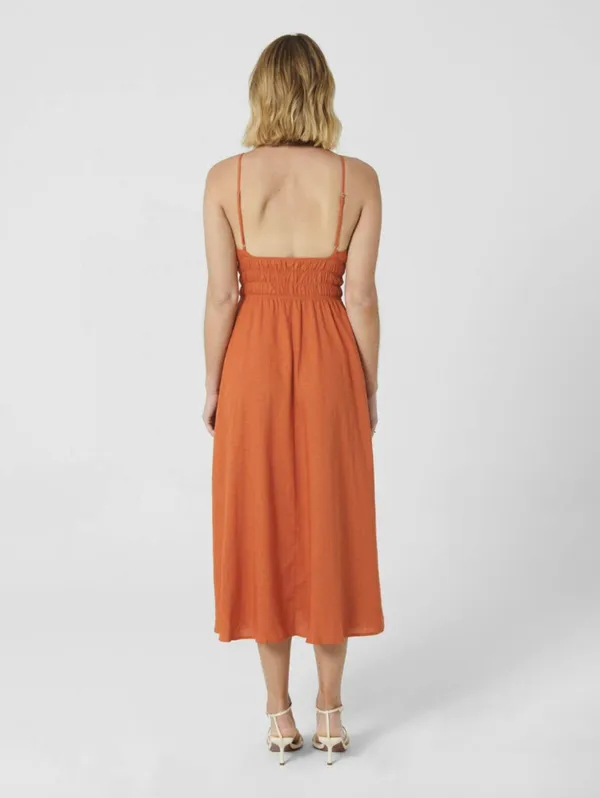 MVN The Label Orange Feast of Fire Linen Blend Sleeveless Maxi Dress - Size - 4 - Image 3