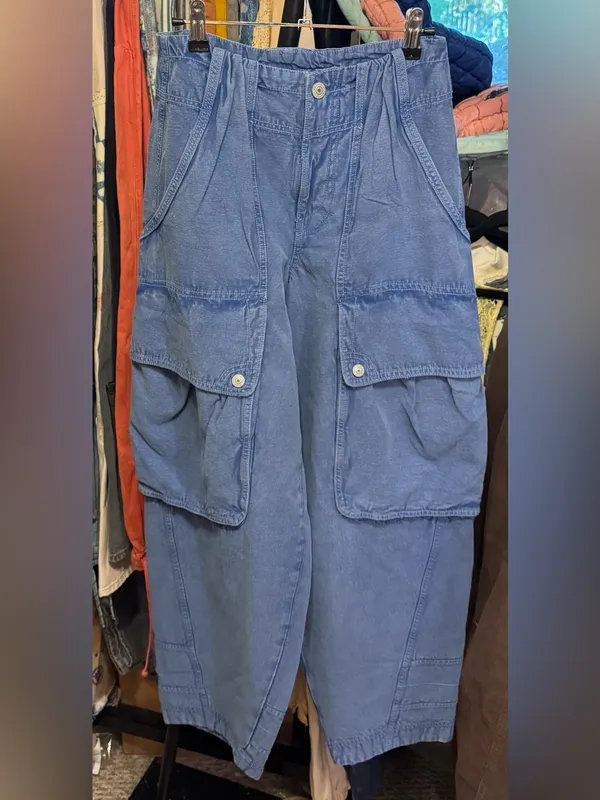 NWT Free People We The Free Brentwood Slouchy Cargo Pants- ebb and flow blue - 0 - Image 8