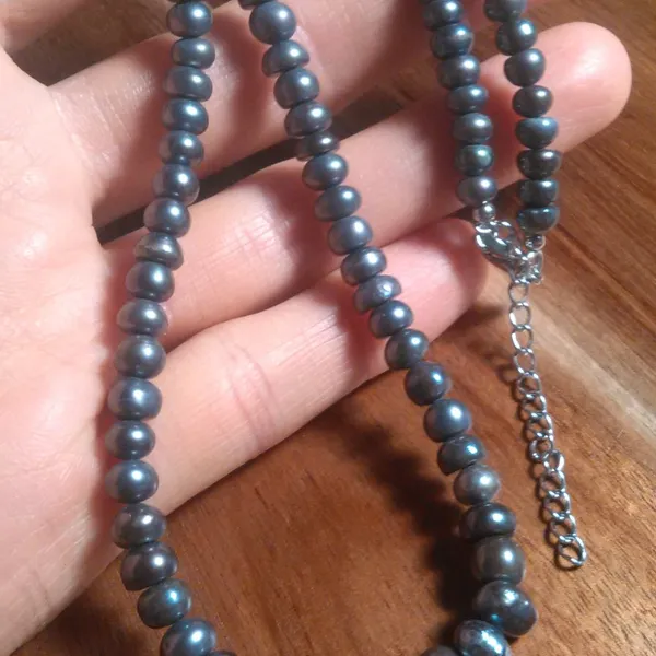 Elegant Grey Pearl Stainless Steel Necklace (18 Inches) - Image 7