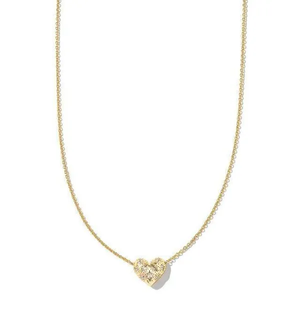 Kendra Scott Holland Gold Heart Short Pendant Necklace in White Crystal - Image 2