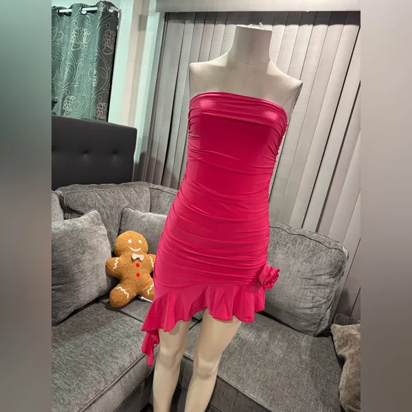 🍒BUNDLE 2 ITEMS FOR $8✨ 🌸AMTIOUS wrap chest bodycon dress ✨ Pink Size M - Image 5
