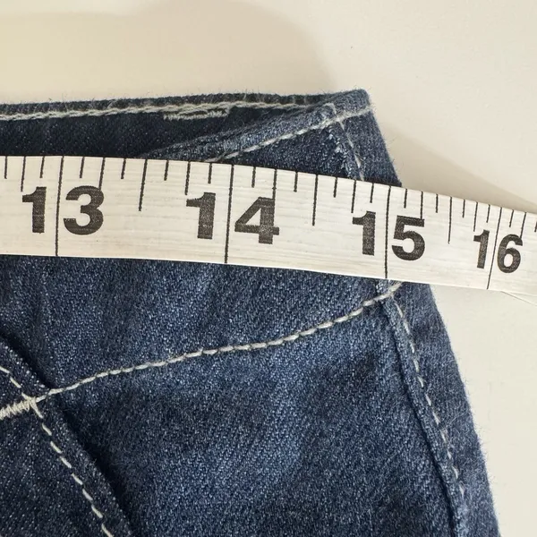 Forever 21 Wide Leg Jeans Womens Sz 27 Dark Wash Contrast Stitch Low Rise Boho - Image 8