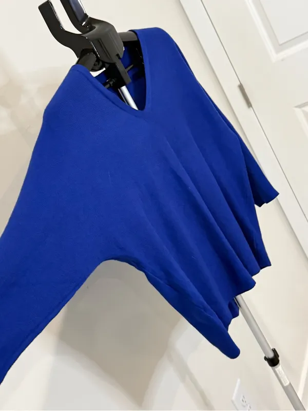 Vila Milano Cobalt Blue Dolman Button Back Sweater Small - Image 4