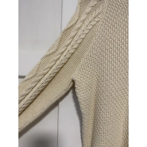 Lauren Ralph Lauren Cream Cable Knit Turtleneck Sweater XL Ivory Cotton Blend - Image 5