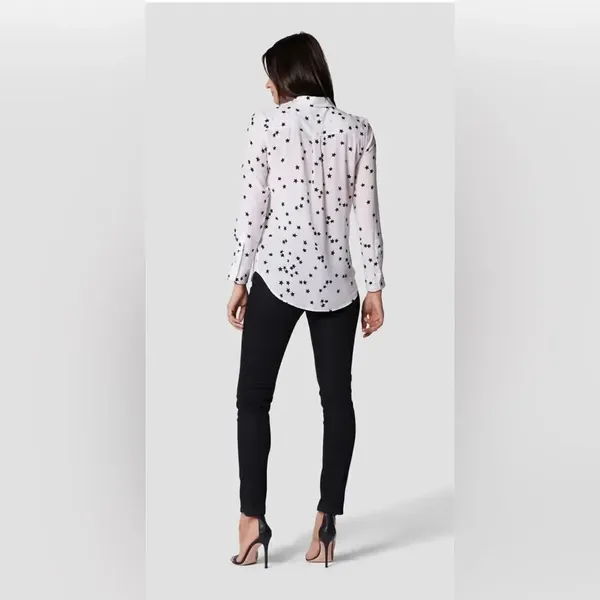 Equipment Star Print Long Sleeve Silk Blouse medium - Image 14