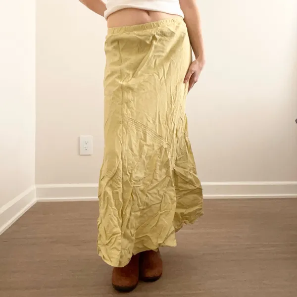 Vintage Green Linen Blend Midi Skirt - Image 4