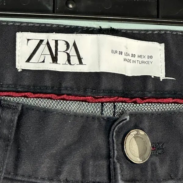 Zara Mens Skinny Fit‎ Black Pants 5-Pocket Denim Style Trousers Size 30 - Image 3