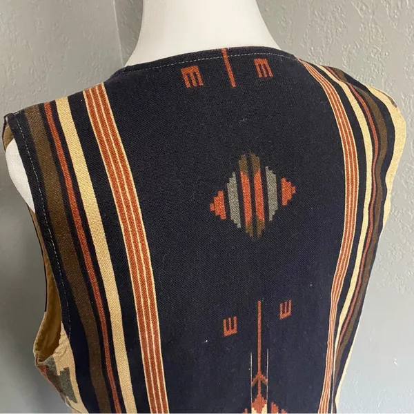 Vintage boho Vest Southwest Aztec Western Fall Vest Reversible Hippie S/M - Image 5