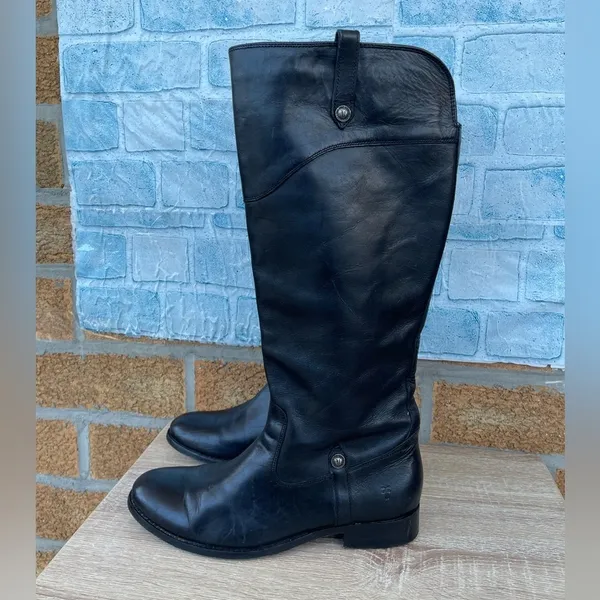 Frye Melissa Button Black Leather Knee High Riding Boots. 8.5 B - Image 2