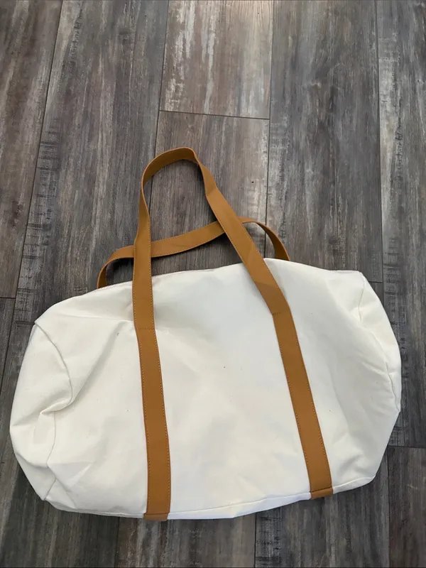Cozy Earth Duffel Bag Womens White Canvas Top Handle Gym Workout Travel Outdoor - Image 4
