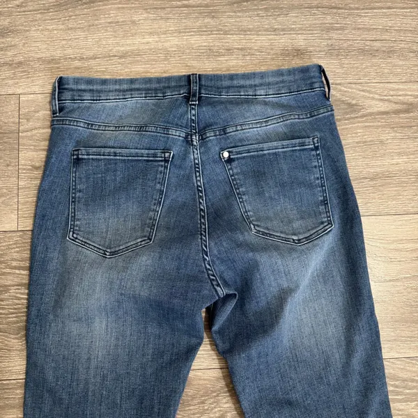HM & Denim Women Jeans 29x30 High‎ Waist Mini Flare Medium Wash Blue Cotton Boho - Image 7