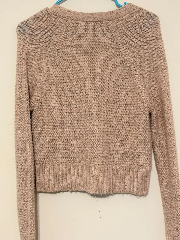 American Eagle Outfitters 3-Button Pink Gray Speckled Cardigan Sweater Size XS - Image 4