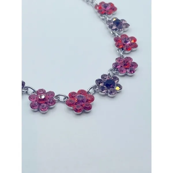 Sparkling crystal flower necklace-‎ pink, red & purple - Image 7